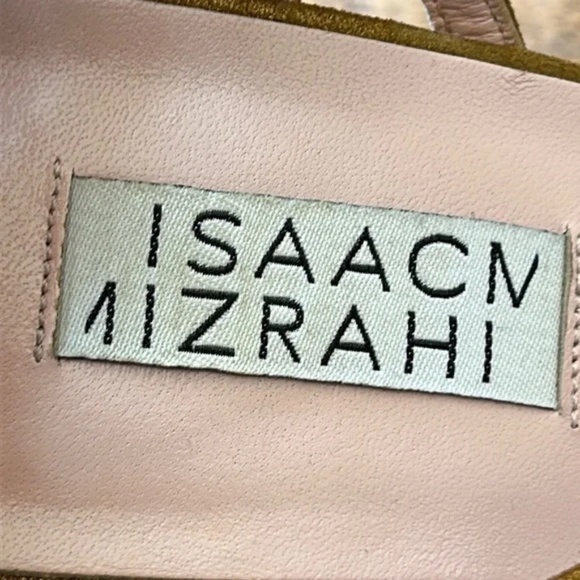 Isaac Mizrahi Gold Metallic Strappy Open Toe Heels Rhinestone Buckle Accent Sz 8 - Picture 6 of 14